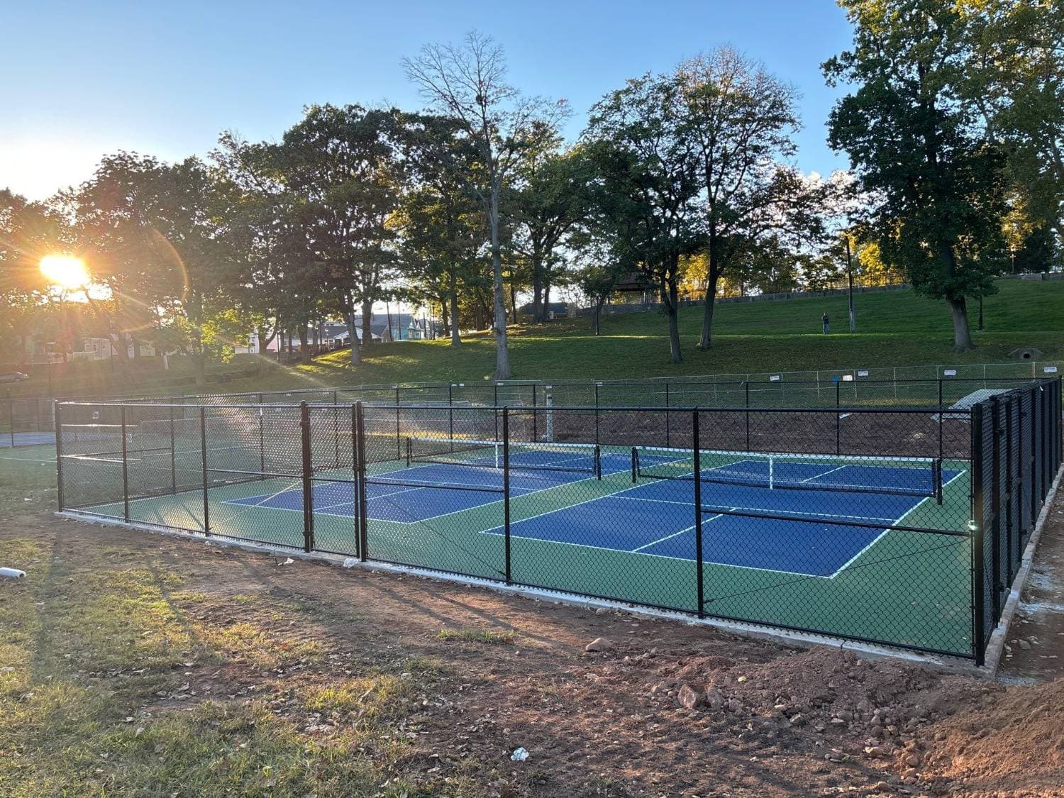 New pickleball courts at West Hudson Park in late-afternoon sun